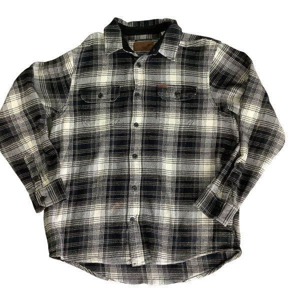 Orvis Other - Orvis Men's Flannel Shirt Jacket Shacket Large Plaid Brown Cream Size Large